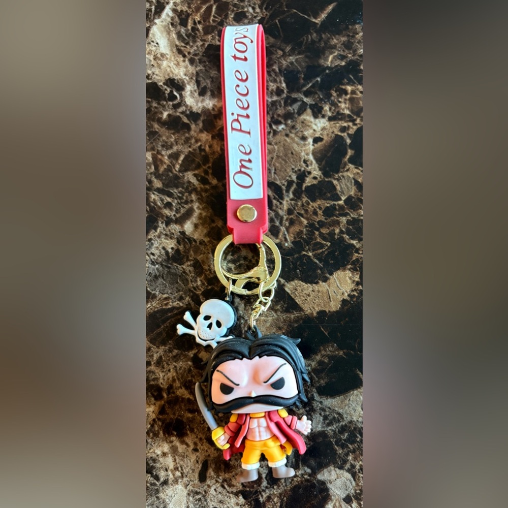 Onepiece Red Keychain with Skull and Character Charm